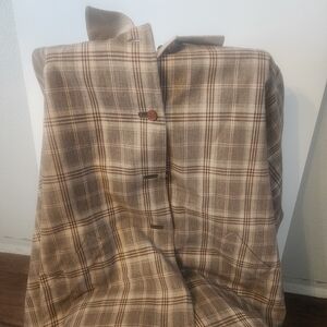 Vintage Plaid Button-Up Cape Reversible